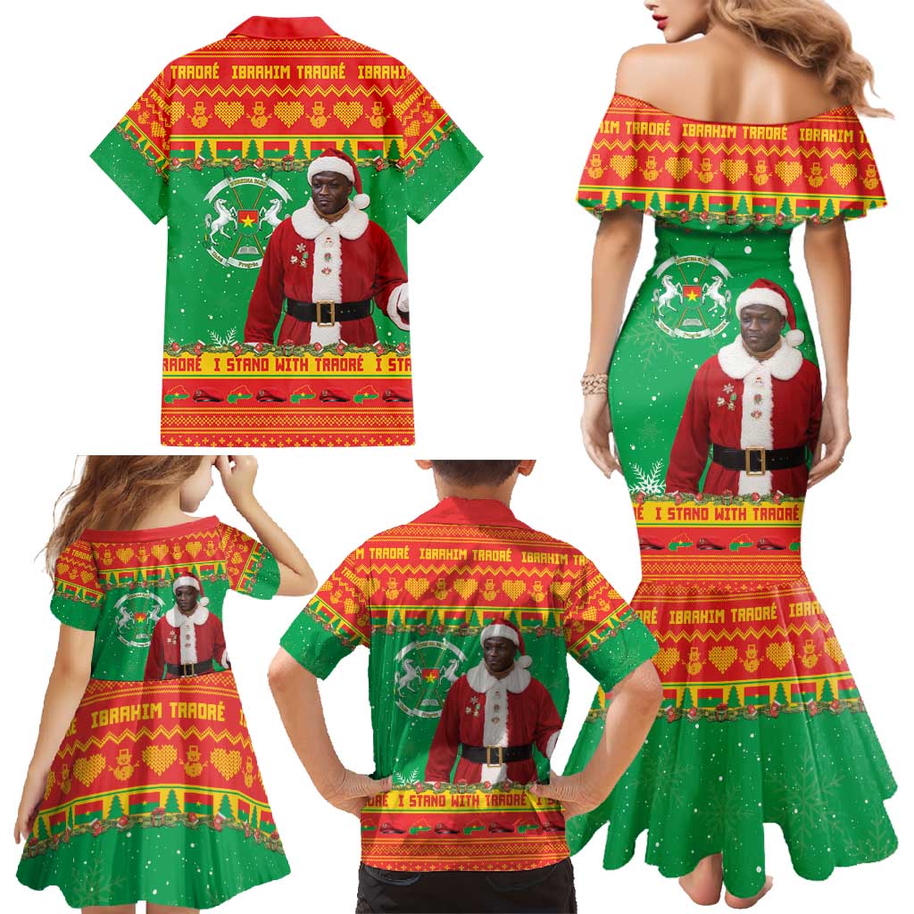 Burkina Faso Christmas Family Matching Mermaid Dress and Hawaiian Shirt I Stand With Traore - Wonder Print Shop