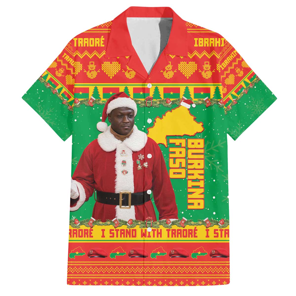 Burkina Faso Christmas Family Matching Off The Shoulder Long Sleeve Dress and Hawaiian Shirt I Stand With Traore - Wonder Print Shop