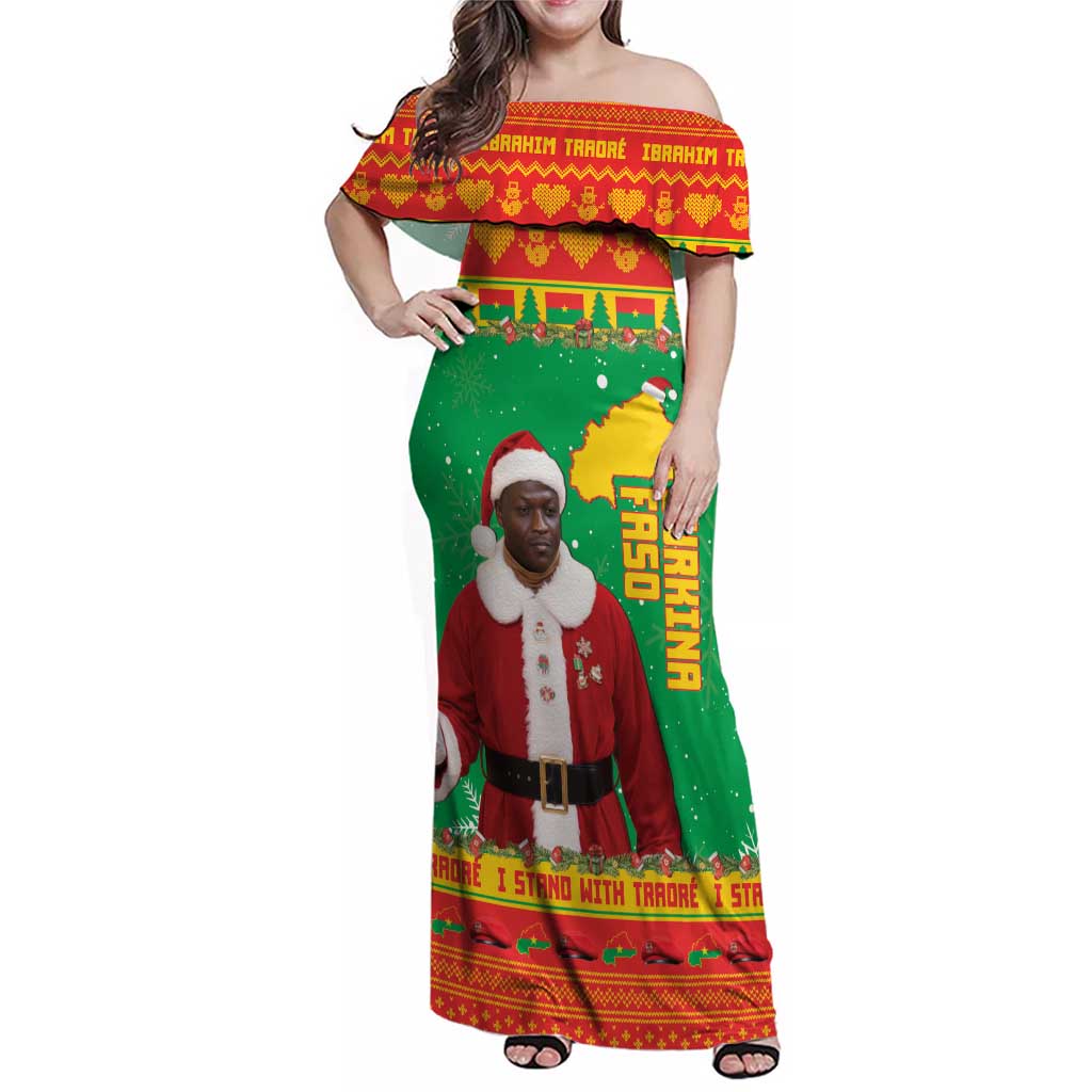 Burkina Faso Christmas Family Matching Off Shoulder Maxi Dress and Hawaiian Shirt I Stand With Traore - Wonder Print Shop