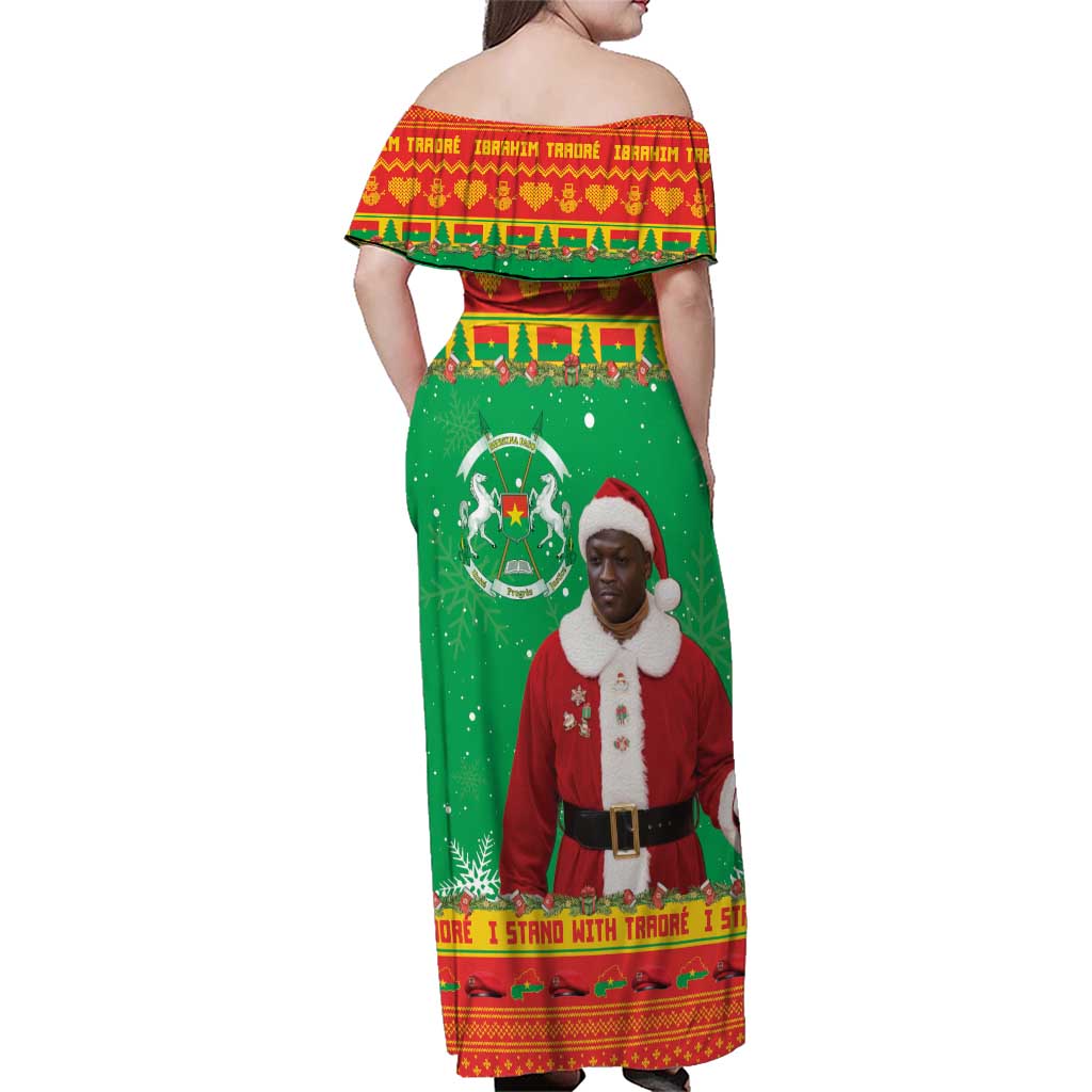 Burkina Faso Christmas Family Matching Off Shoulder Maxi Dress and Hawaiian Shirt I Stand With Traore - Wonder Print Shop