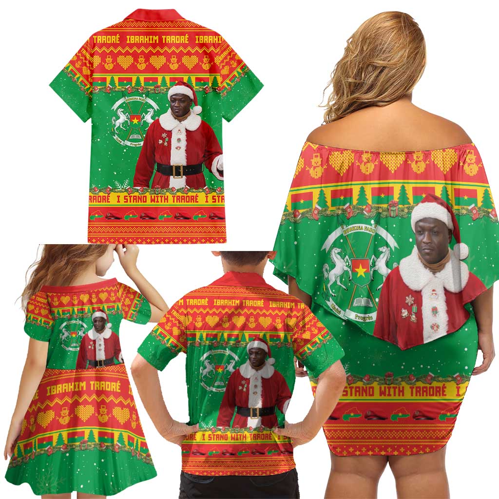 Burkina Faso Christmas Family Matching Off Shoulder Short Dress and Hawaiian Shirt I Stand With Traore - Wonder Print Shop