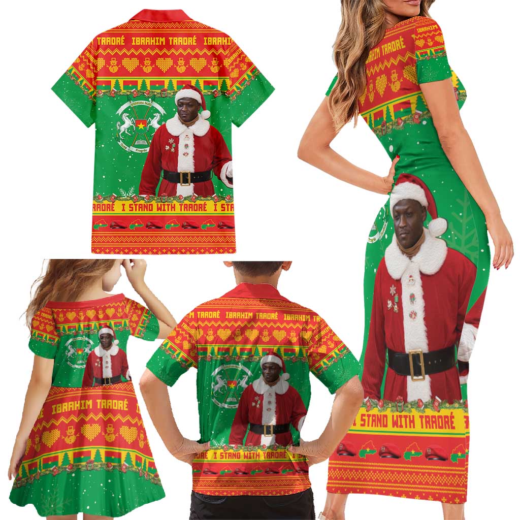 Burkina Faso Christmas Family Matching Short Sleeve Bodycon Dress and Hawaiian Shirt I Stand With Traore - Wonder Print Shop