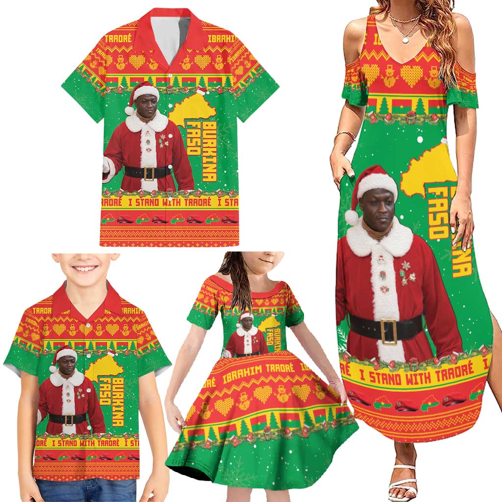 Burkina Faso Christmas Family Matching Summer Maxi Dress and Hawaiian Shirt I Stand With Traore - Wonder Print Shop