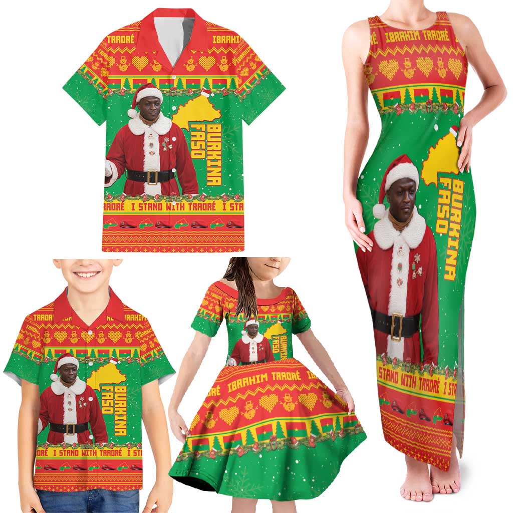 Burkina Faso Christmas Family Matching Tank Maxi Dress and Hawaiian Shirt I Stand With Traore - Wonder Print Shop