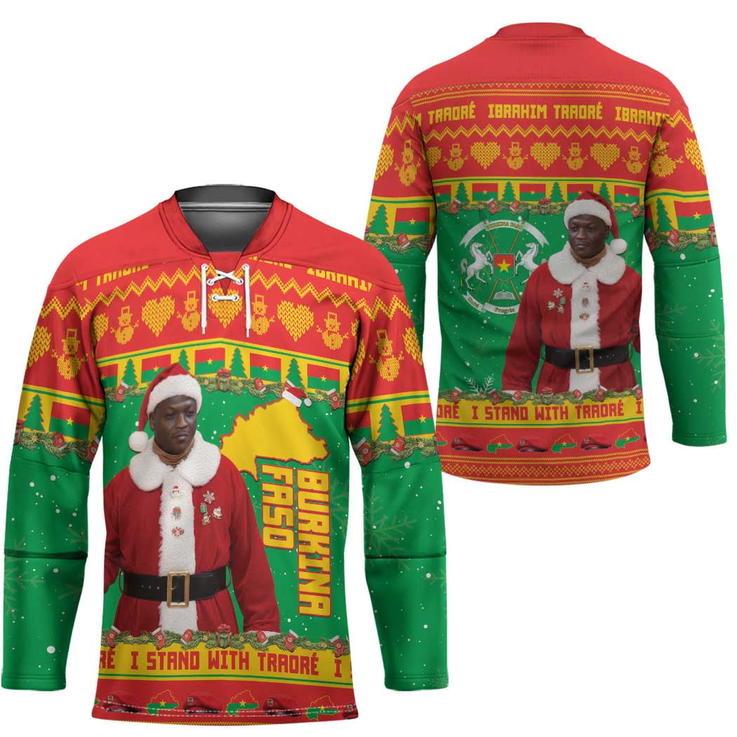 Burkina Faso Christmas Hockey Jersey I Stand With Traore - Wonder Print Shop