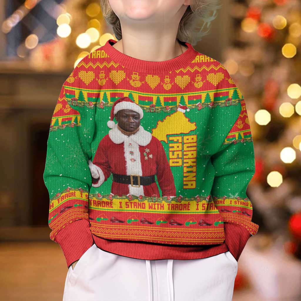 Burkina Faso Christmas Kid Ugly Christmas Sweater I Stand With Traore - Wonder Print Shop