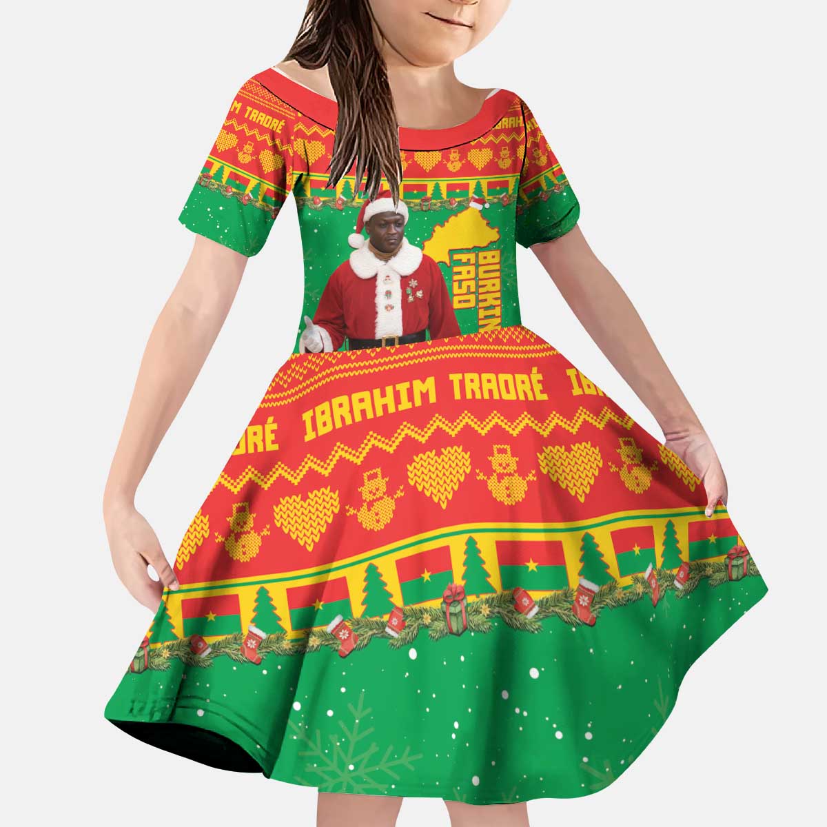 Burkina Faso Christmas Kid Short Sleeve Dress I Stand With Traore - Wonder Print Shop