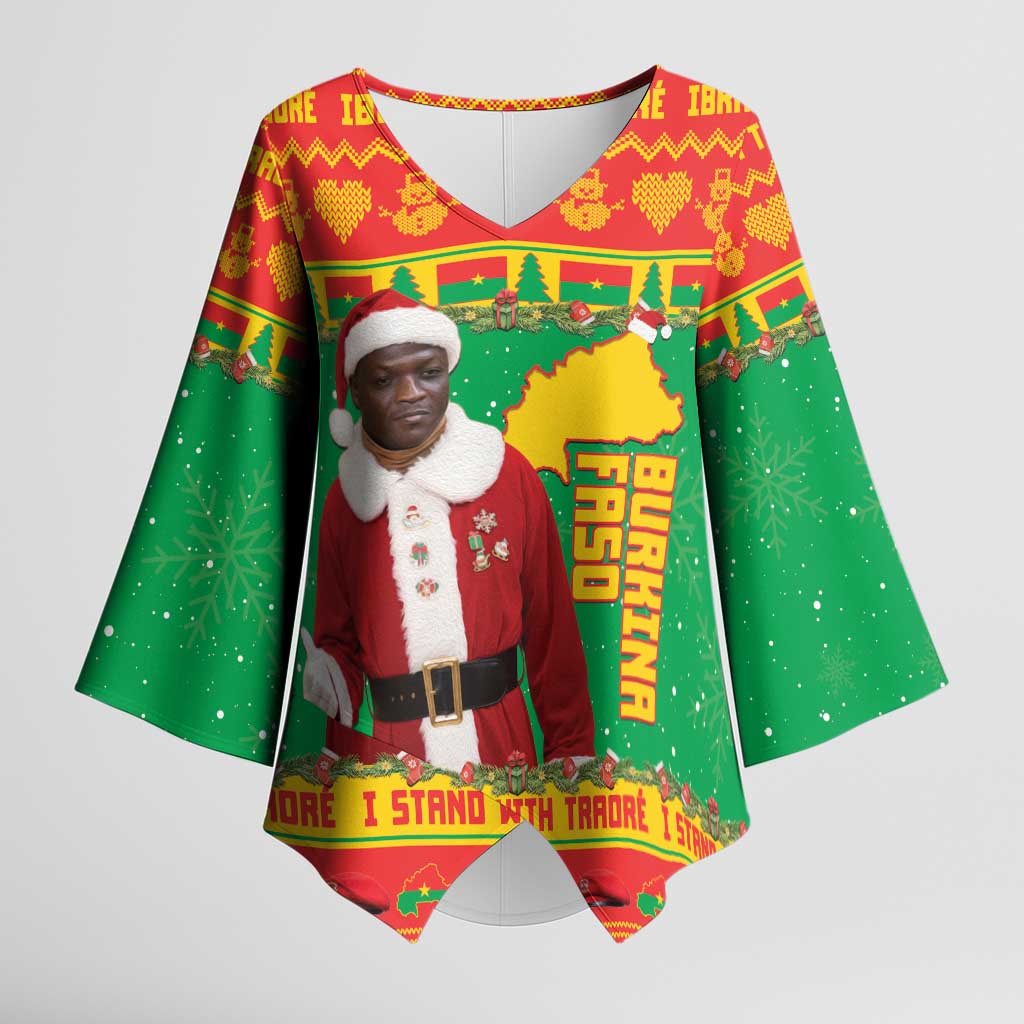 Burkina Faso Christmas Kimono Sleeve Blouse I Stand With Traore - Wonder Print Shop