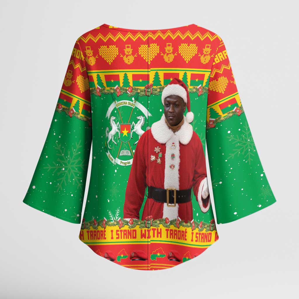 Burkina Faso Christmas Kimono Sleeve Blouse I Stand With Traore - Wonder Print Shop