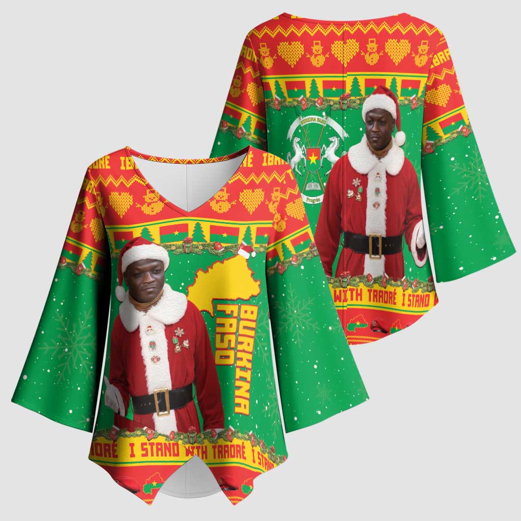 Burkina Faso Christmas Kimono Sleeve Blouse I Stand With Traore - Wonder Print Shop