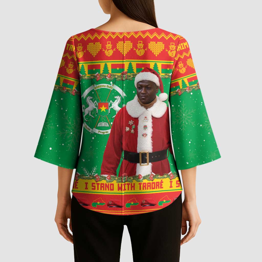 Burkina Faso Christmas Kimono Sleeve Blouse I Stand With Traore - Wonder Print Shop
