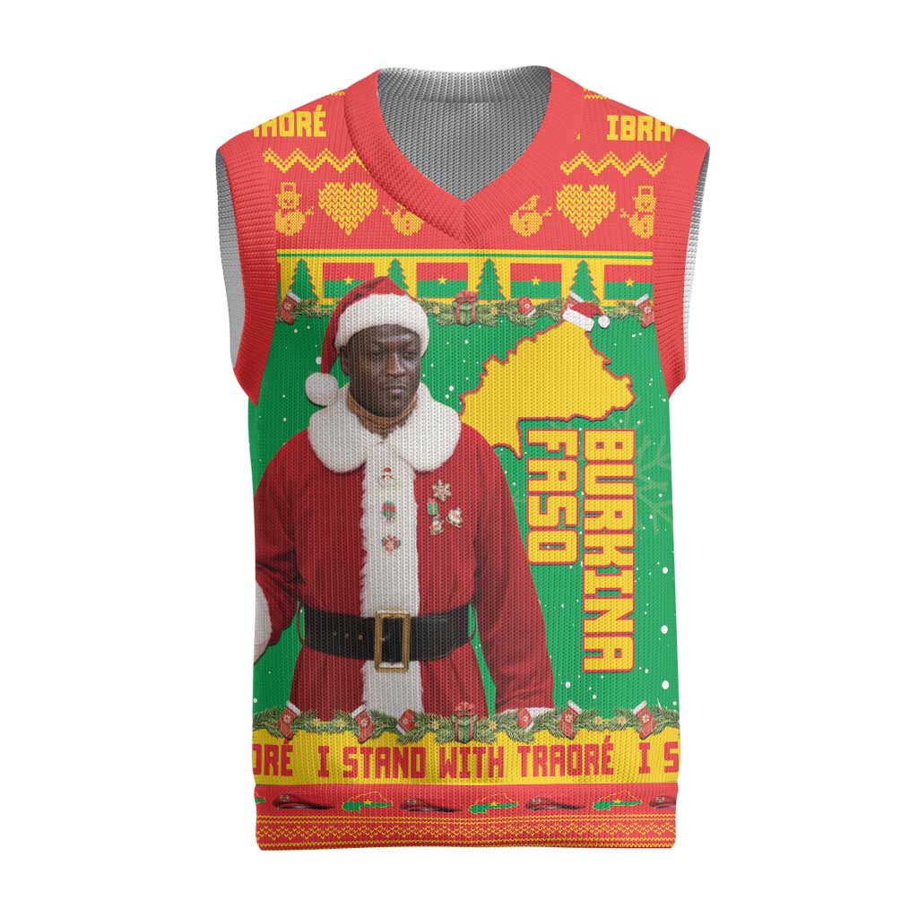 Burkina Faso Christmas Knitted V-Neck Vest I Stand With Traore - Wonder Print Shop