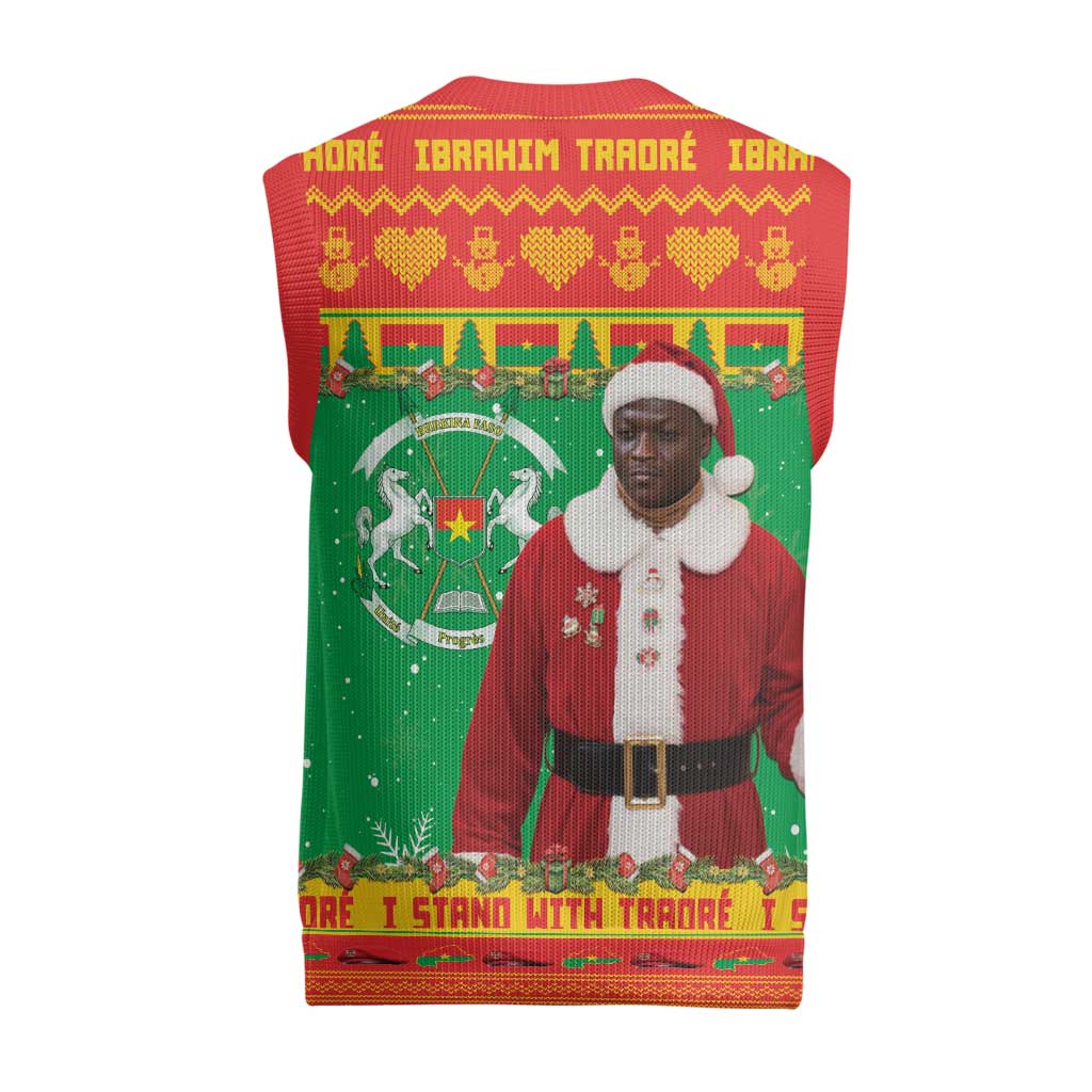 Burkina Faso Christmas Knitted V-Neck Vest I Stand With Traore - Wonder Print Shop