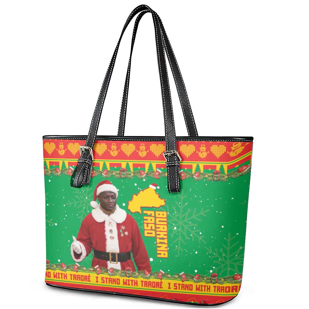 Burkina Faso Christmas Leather Tote Bag I Stand With Traore - Wonder Print Shop