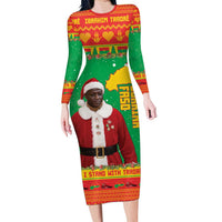 Burkina Faso Christmas Long Sleeve Bodycon Dress I Stand With Traore - Wonder Print Shop