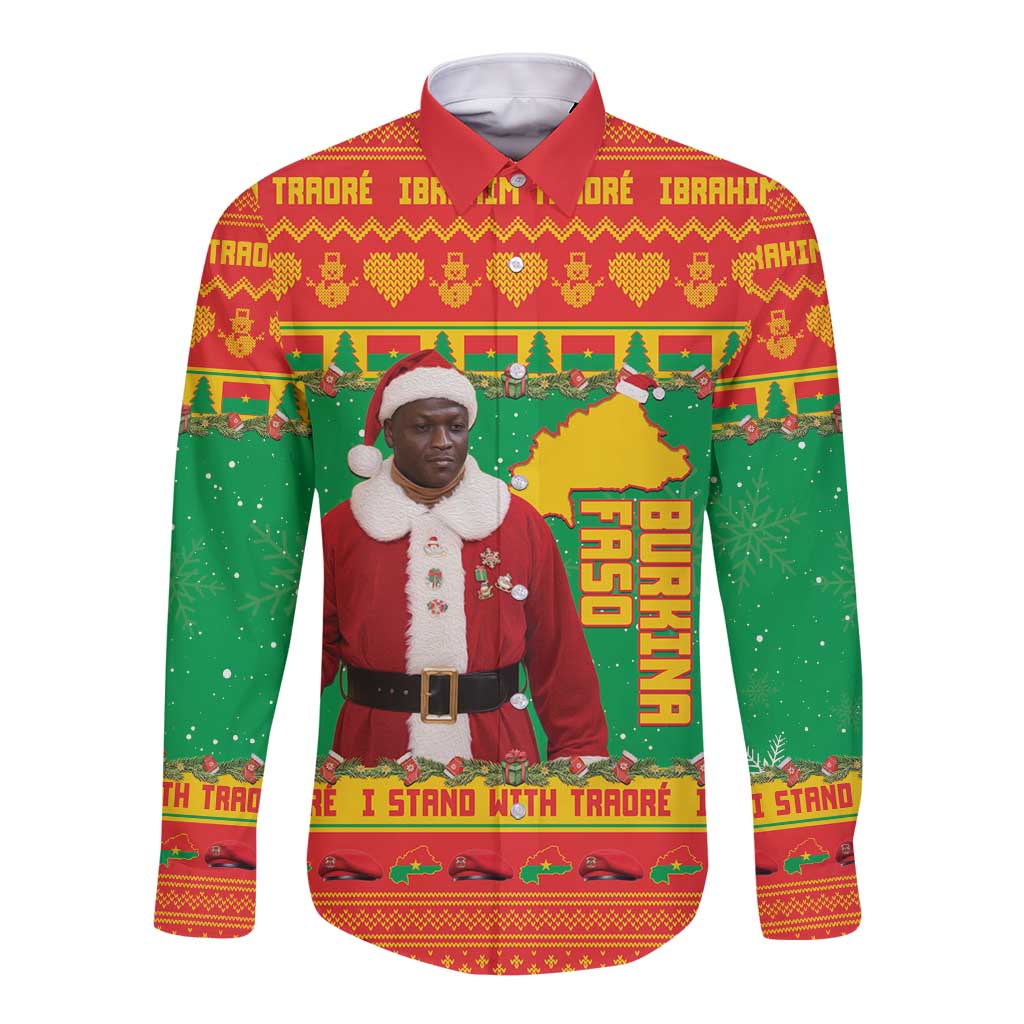 Burkina Faso Christmas Long Sleeve Button Shirt I Stand With Traore - Wonder Print Shop