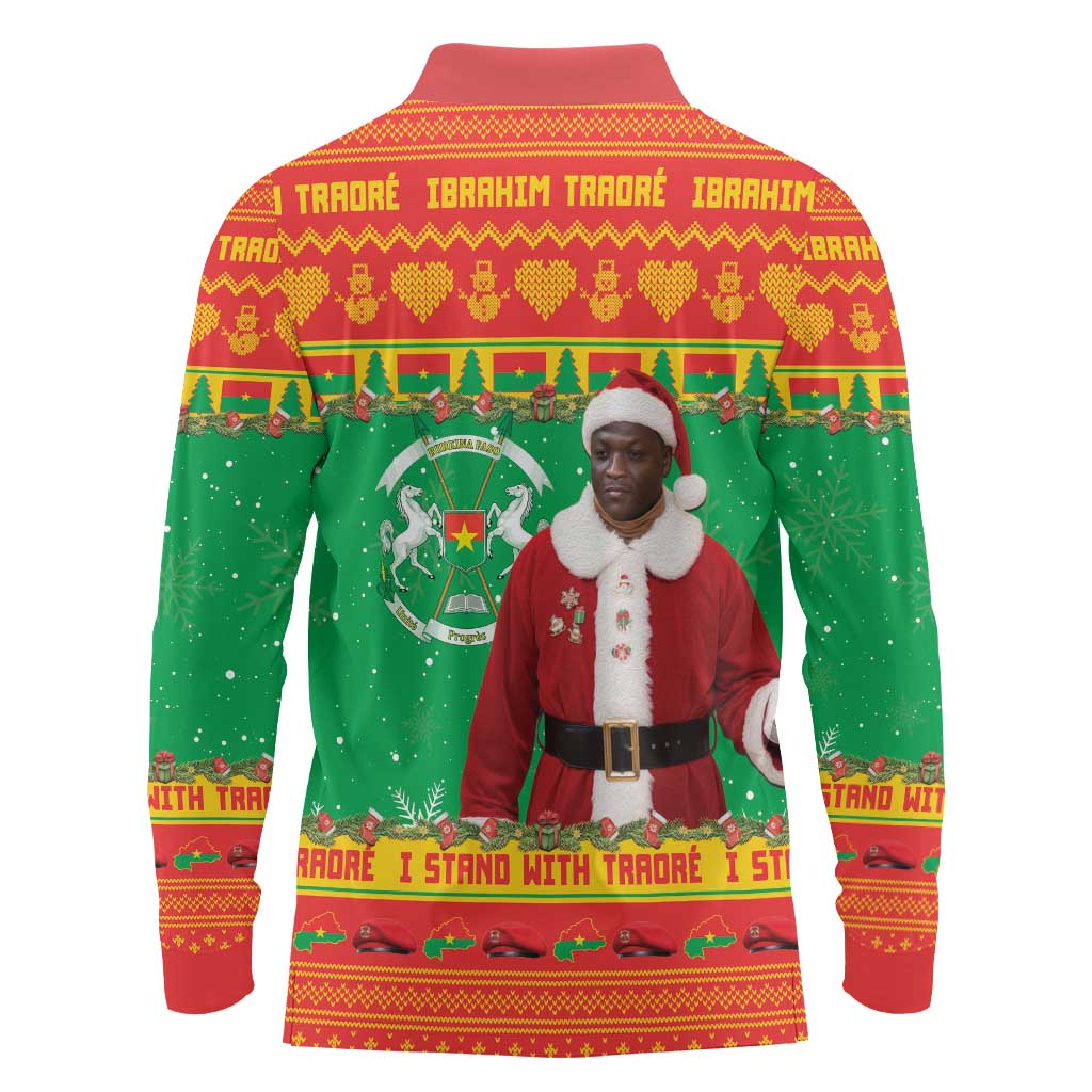 Burkina Faso Christmas Long Sleeve Polo Shirt I Stand With Traore - Wonder Print Shop