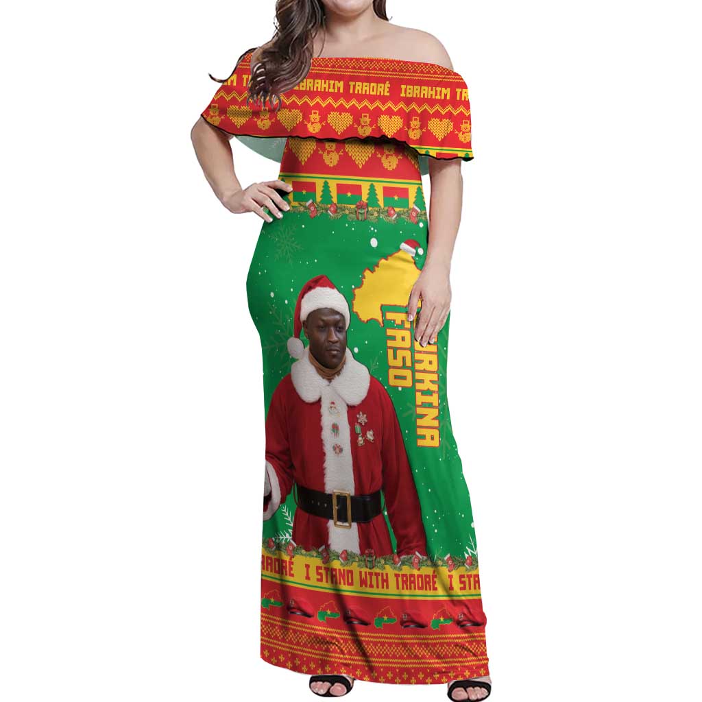 Burkina Faso Christmas Off Shoulder Maxi Dress I Stand With Traore - Wonder Print Shop