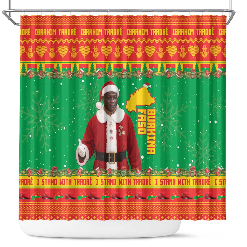 Burkina Faso Christmas Shower Curtain I Stand With Traore - Wonder Print Shop
