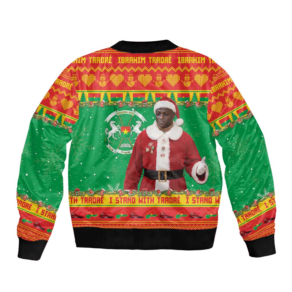 Burkina Faso Christmas Sleeve Zip Bomber Jacket I Stand With Traore - Wonder Print Shop