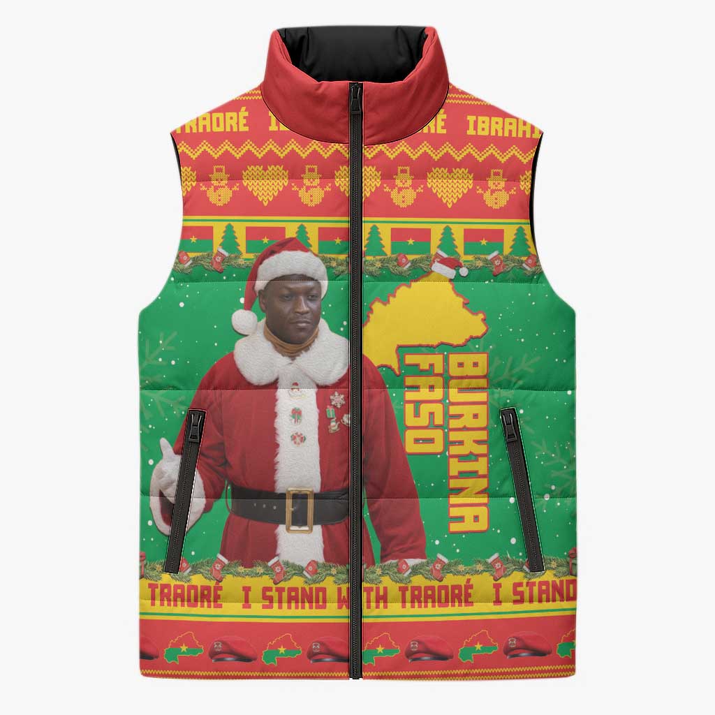 Burkina Faso Christmas Sleeveless Puffer Jacket I Stand With Traore - Wonder Print Shop