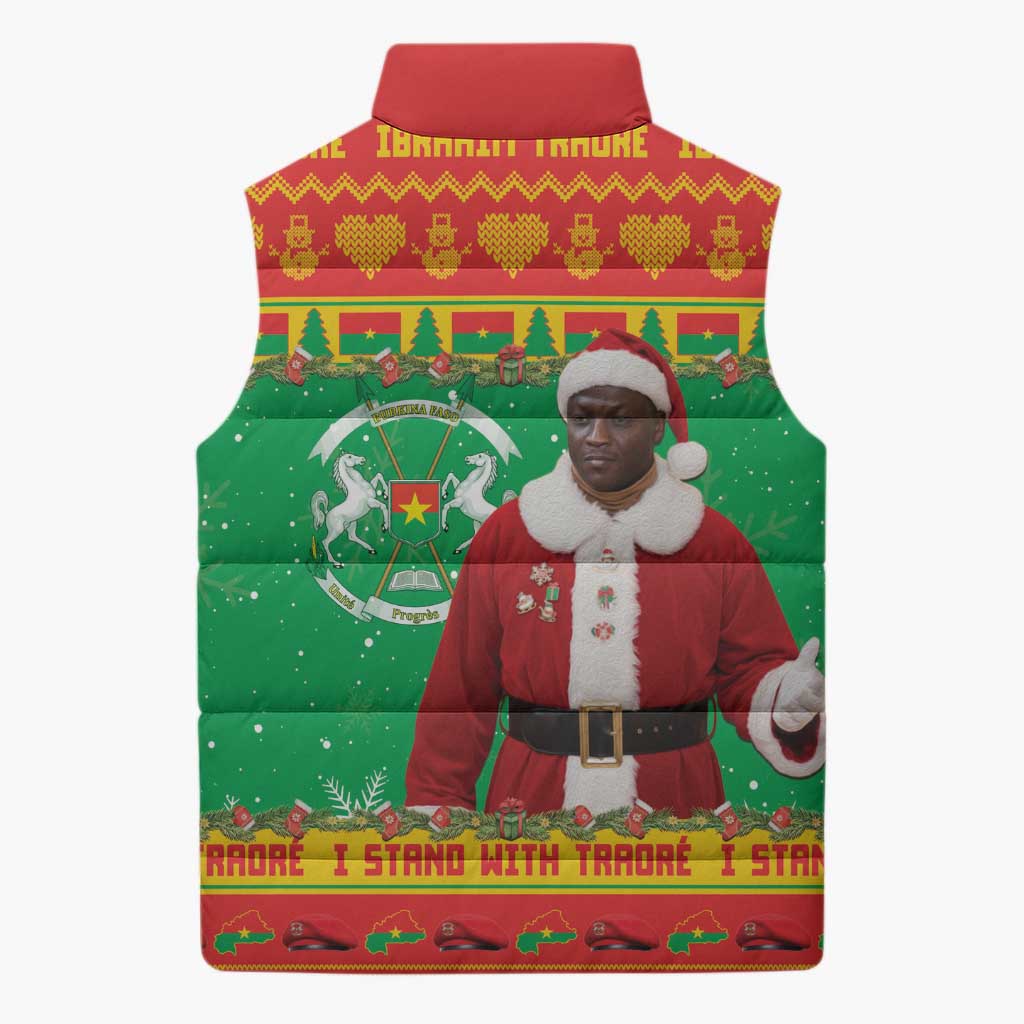 Burkina Faso Christmas Sleeveless Puffer Jacket I Stand With Traore - Wonder Print Shop