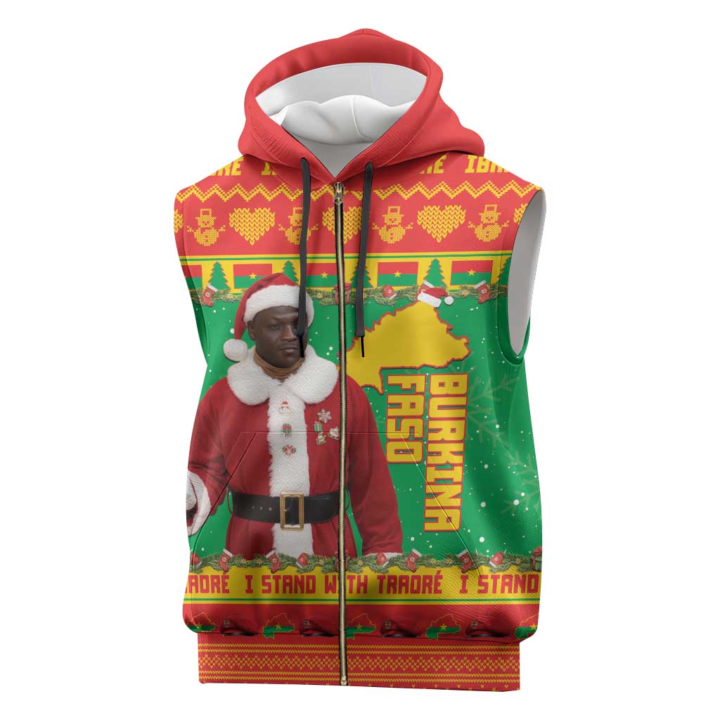 Burkina Faso Christmas Sleeveless Zip Hoodie I Stand With Traore - Wonder Print Shop