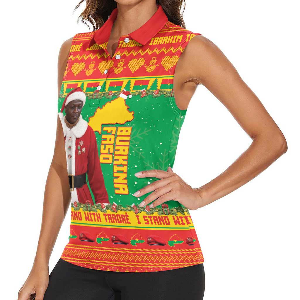 Burkina Faso Christmas Women Sleeveless Polo Shirt I Stand With Traore - Wonder Print Shop