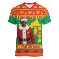 Burkina Faso Christmas Women V-Neck T-Shirt I Stand With Traore - Wonder Print Shop