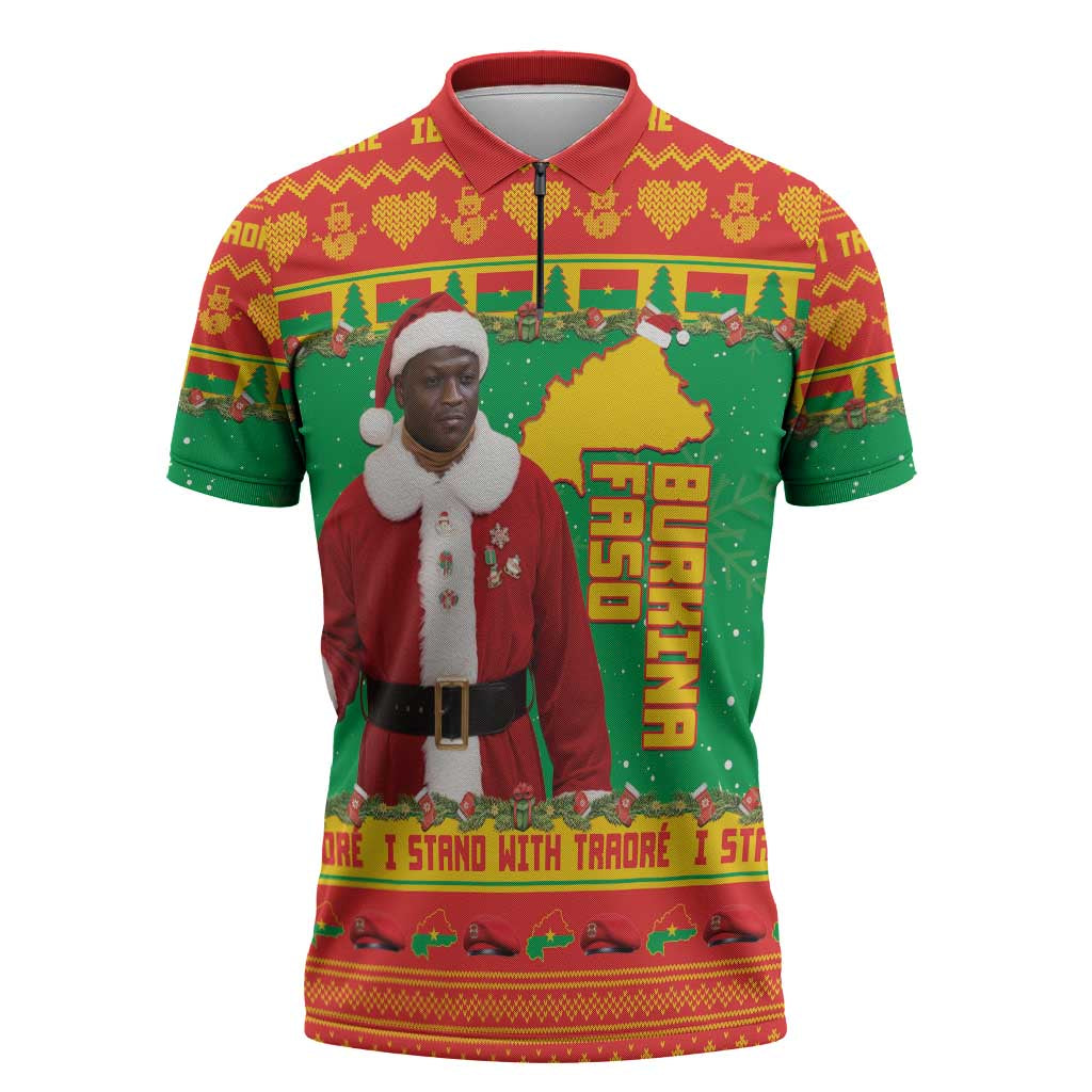 Burkina Faso Christmas Zipper Polo Shirt I Stand With Traore - Wonder Print Shop