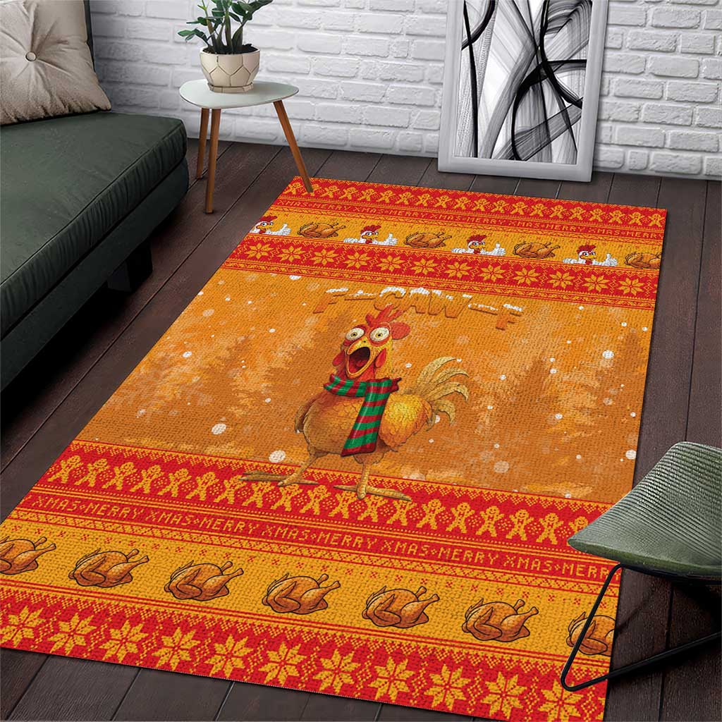 Funny Christmas F Caw F Chicken Area Rug Merry Craw Mas - Wonder Print Shop