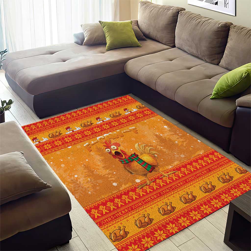 Funny Christmas F Caw F Chicken Area Rug Merry Craw Mas - Wonder Print Shop