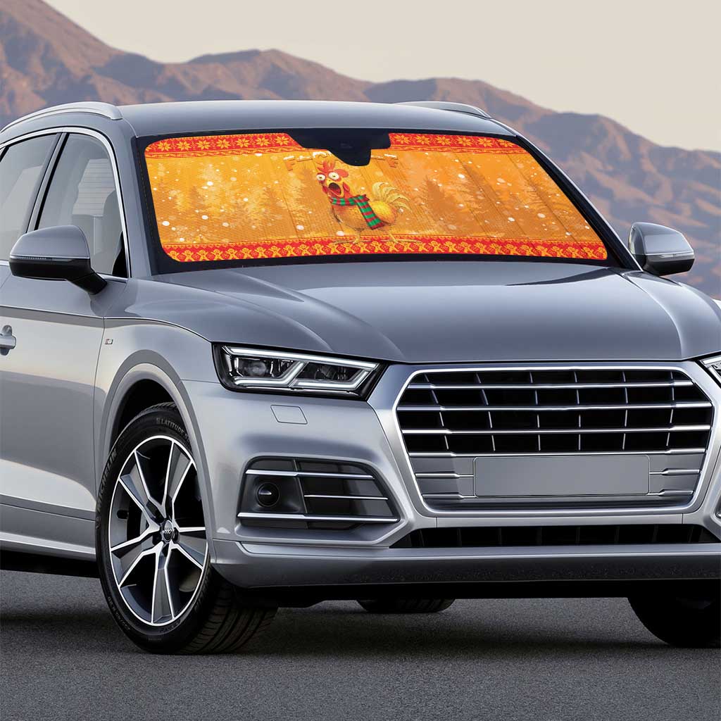 Funny Christmas F Caw F Chicken Auto Sun Shade Merry Craw Mas - Wonder Print Shop