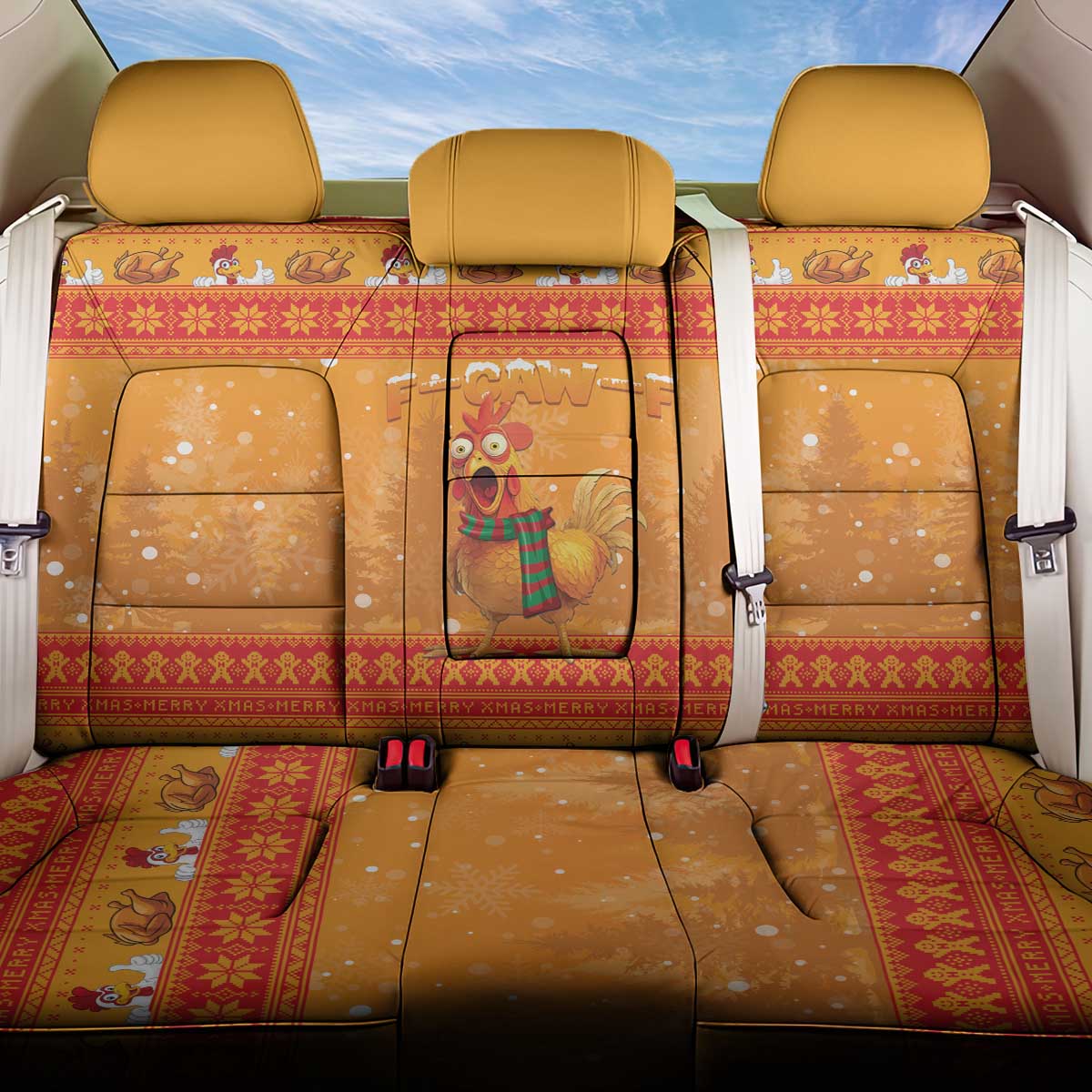 Funny Christmas F Caw F Chicken Back Car Seat Cover Merry Craw Mas - Wonder Print Shop