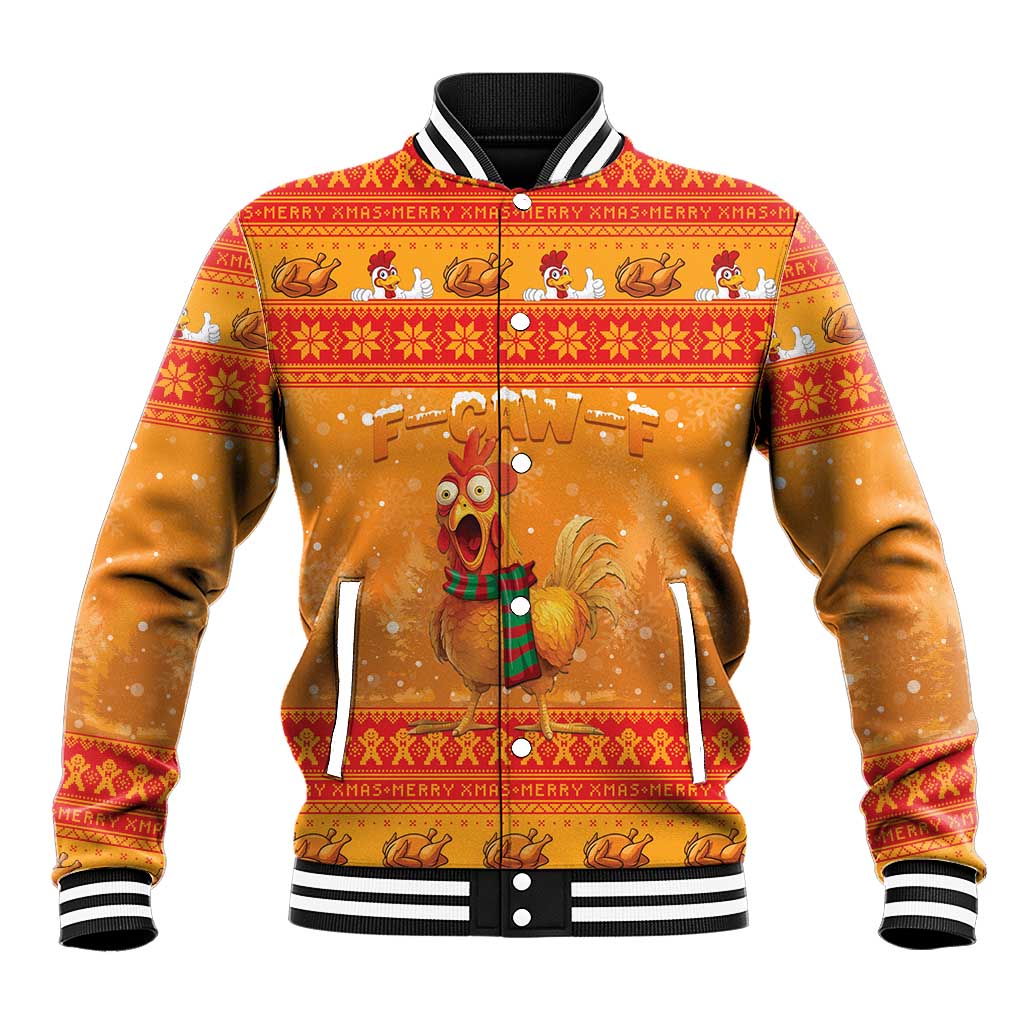 Funny Christmas F Caw F Chicken Baseball Jacket Merry Craw Mas - Wonder Print Shop