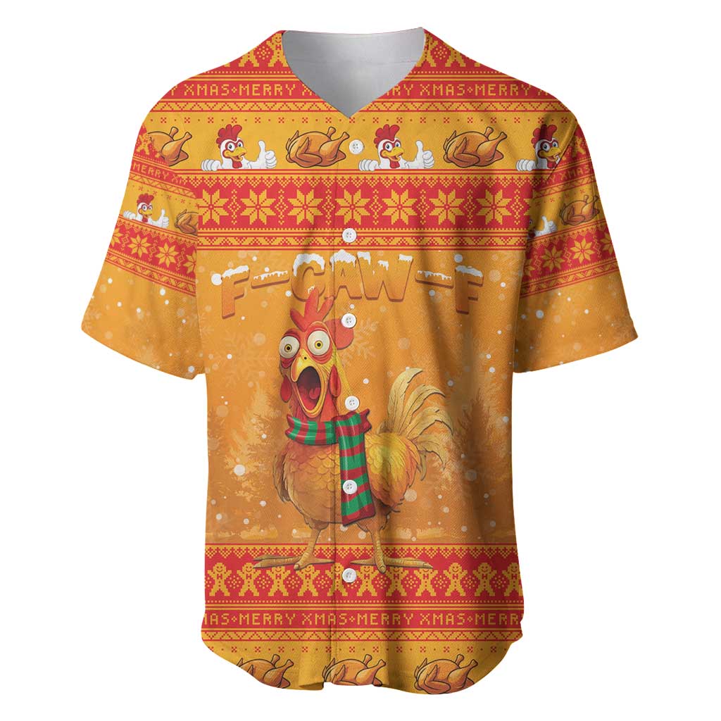 Funny Christmas F Caw F Chicken Baseball Jersey Merry Craw Mas - Wonder Print Shop