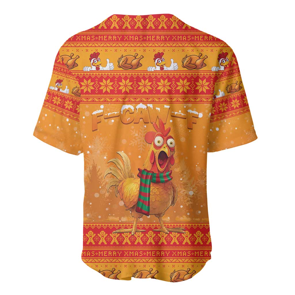 Funny Christmas F Caw F Chicken Baseball Jersey Merry Craw Mas - Wonder Print Shop