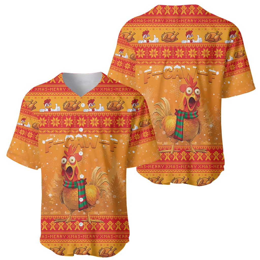 Funny Christmas F Caw F Chicken Baseball Jersey Merry Craw Mas - Wonder Print Shop