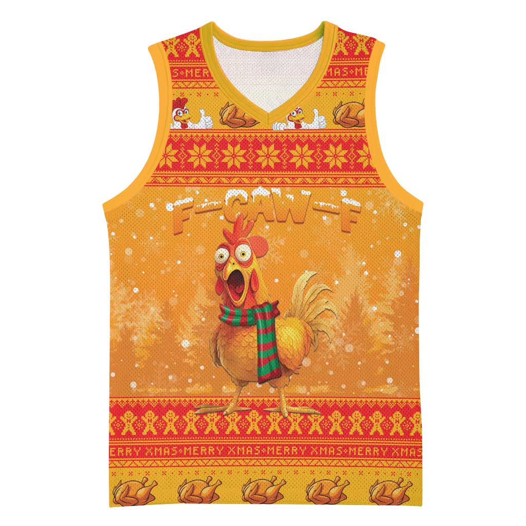 Funny Christmas F Caw F Chicken Basketball Jersey Merry Craw Mas - Wonder Print Shop