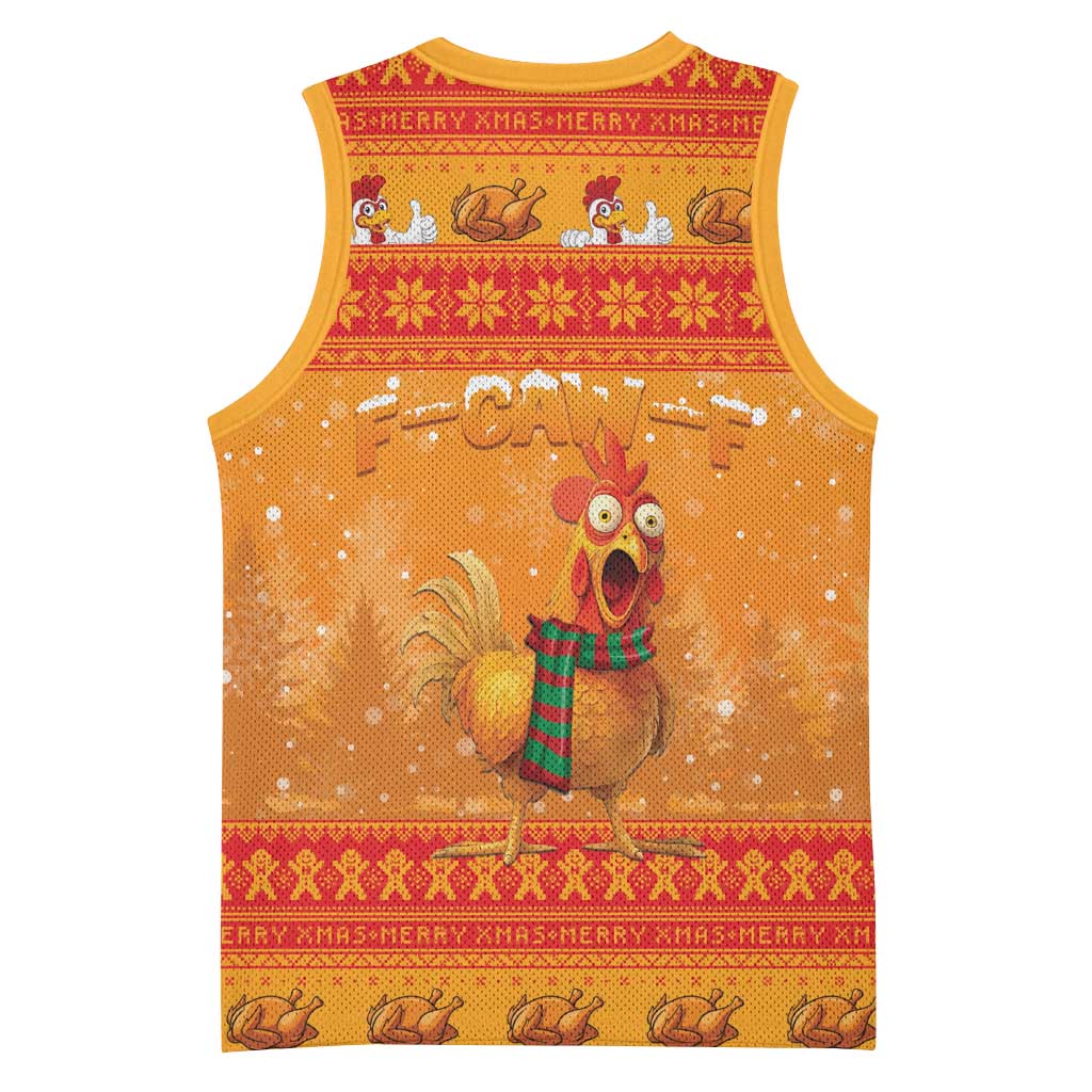 Funny Christmas F Caw F Chicken Basketball Jersey Merry Craw Mas - Wonder Print Shop