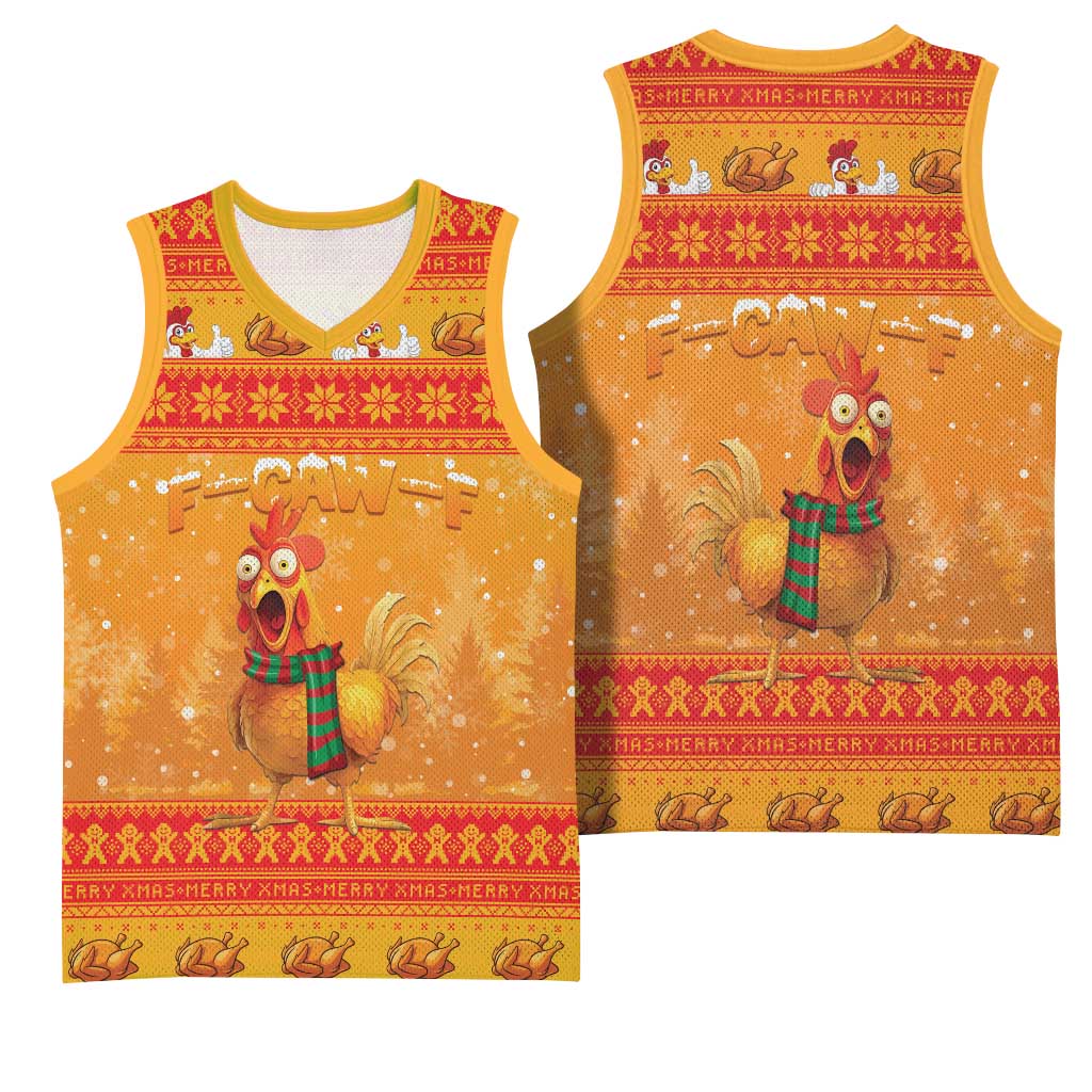 Funny Christmas F Caw F Chicken Basketball Jersey Merry Craw Mas - Wonder Print Shop