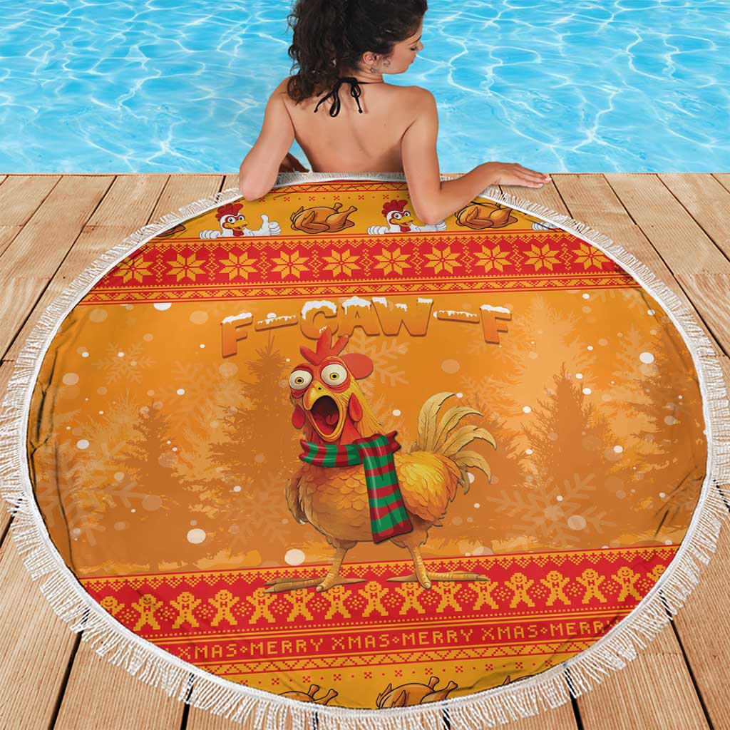 Funny Christmas F Caw F Chicken Beach Blanket Merry Craw Mas - Wonder Print Shop