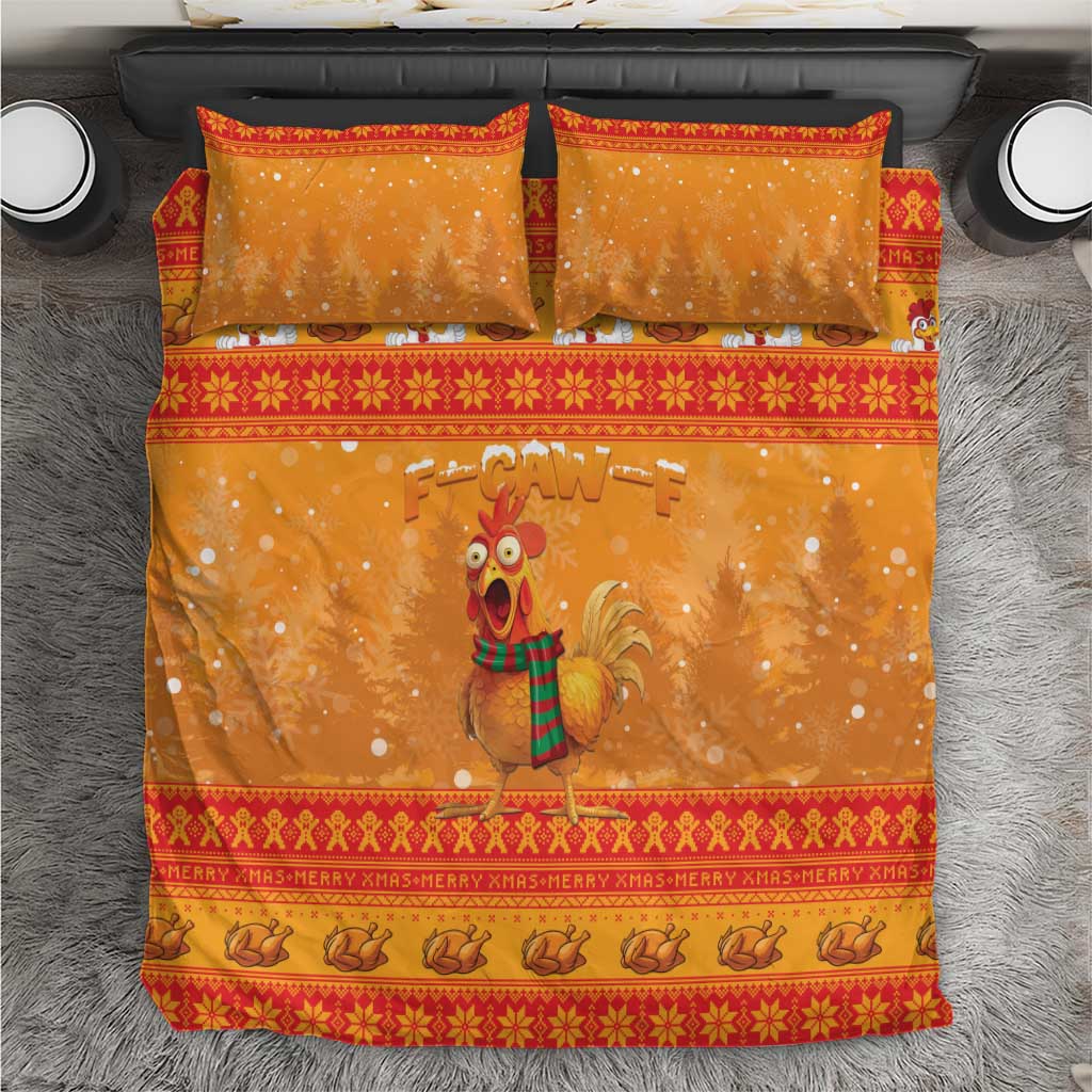 Funny Christmas F Caw F Chicken Bedding Set Merry Craw Mas - Wonder Print Shop
