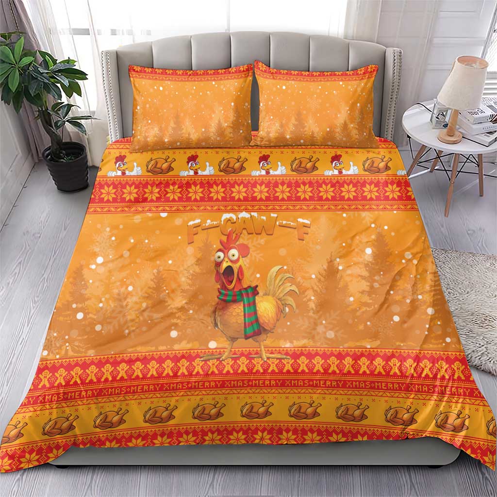 Funny Christmas F Caw F Chicken Bedding Set Merry Craw Mas - Wonder Print Shop