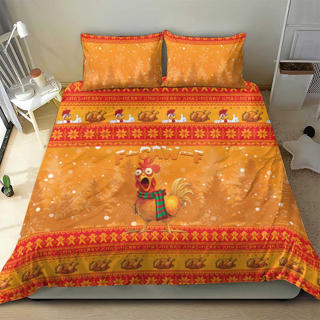 Funny Christmas F Caw F Chicken Bedding Set Merry Craw Mas - Wonder Print Shop