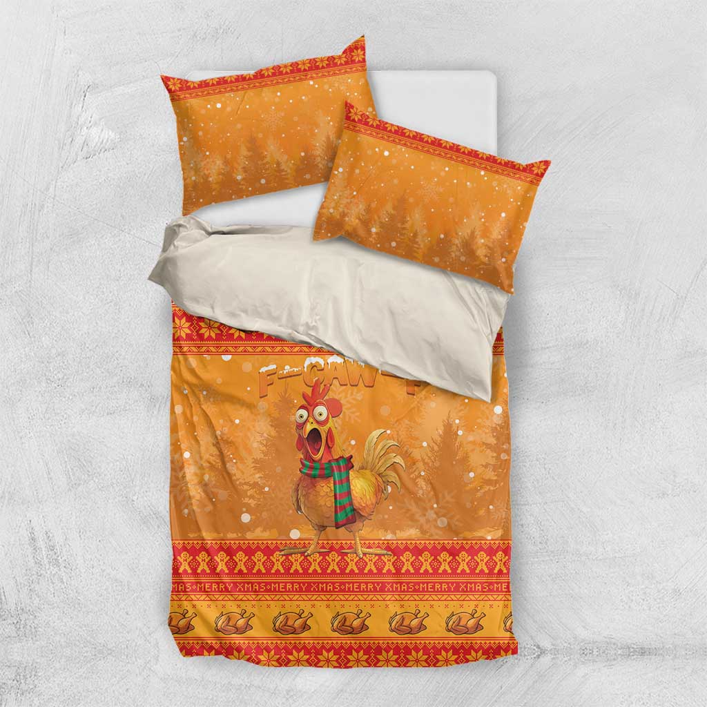 Funny Christmas F Caw F Chicken Bedding Set Merry Craw Mas - Wonder Print Shop