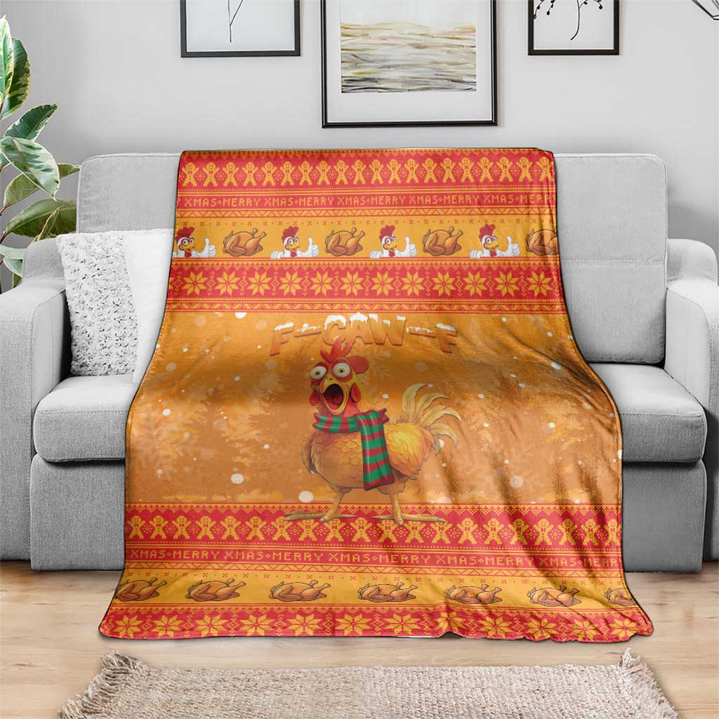 Funny Christmas F Caw F Chicken Blanket Merry Craw Mas - Wonder Print Shop