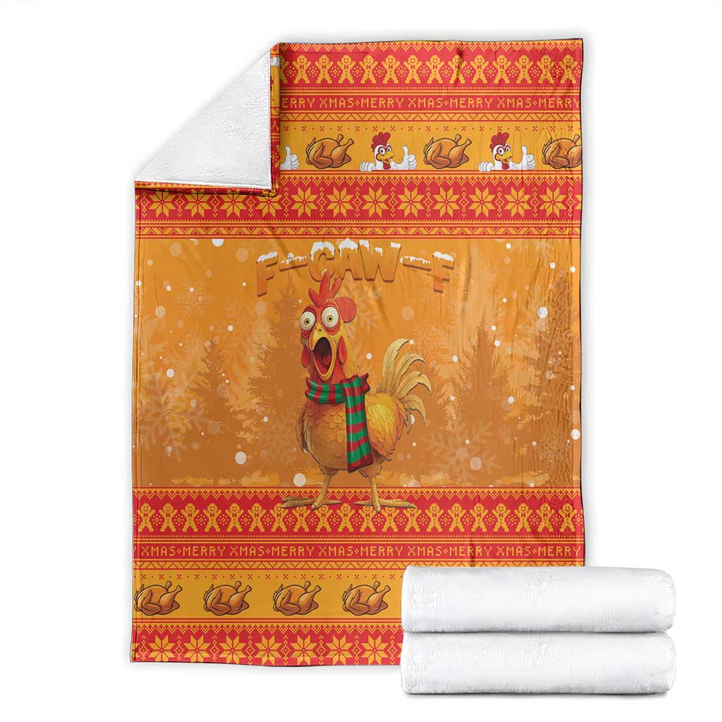 Funny Christmas F Caw F Chicken Blanket Merry Craw Mas - Wonder Print Shop