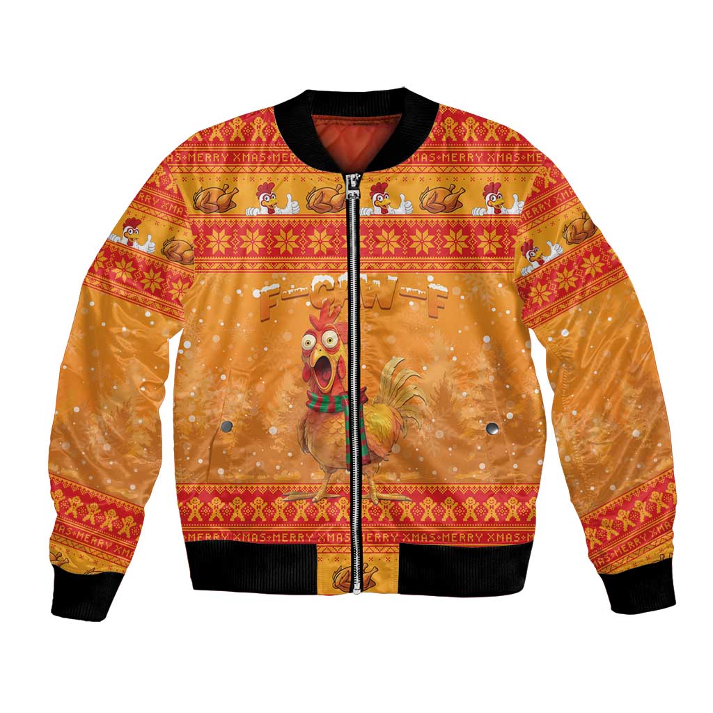 Funny Christmas F Caw F Chicken Bomber Jacket Merry Craw Mas - Wonder Print Shop