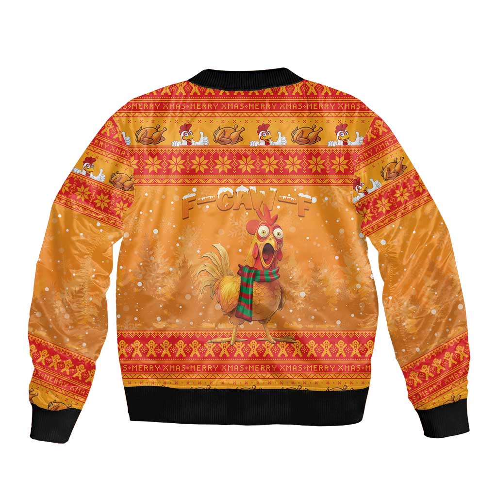 Funny Christmas F Caw F Chicken Bomber Jacket Merry Craw Mas - Wonder Print Shop